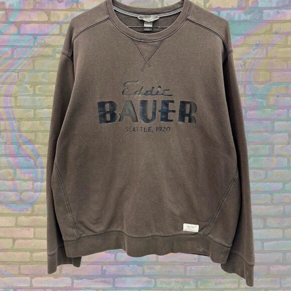 Vintage Eddie Bauer Classic Logo Brown Minimalist Sweatshirt Size XL - Picture 1 of 5